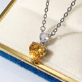 Huitan Double Heart CZ Pendant Necklace – Pink & Yellow Zirconia CZ Pendant Necklace Axl XL622 44cm 5cm