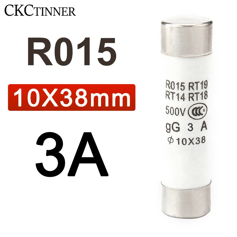 10Pcs Ceramic Fast-Blow Fuse 10x38mm 500V RO15 RT14 RT18 Ceramic Fuse Axl 3A 10PCS