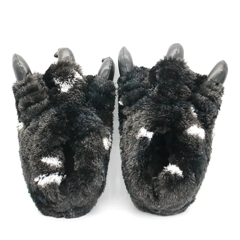 Lorilury Bear Paw Slippers – Fluffy Novelty Indoor Shoes Unisex Novelty Indoor Slippers Axl Black Free size (36-43)