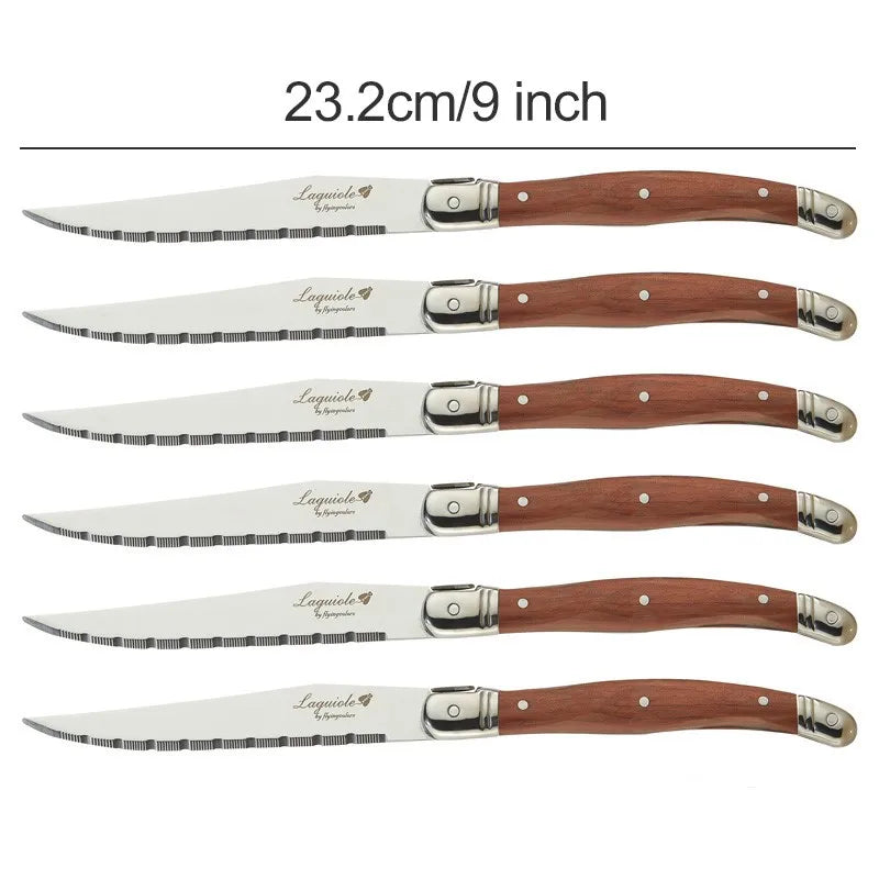 Laguiole-Style Wood Handle Steak Knives – Stainless Steel 6–10 Pc Steak Knife Set Axl