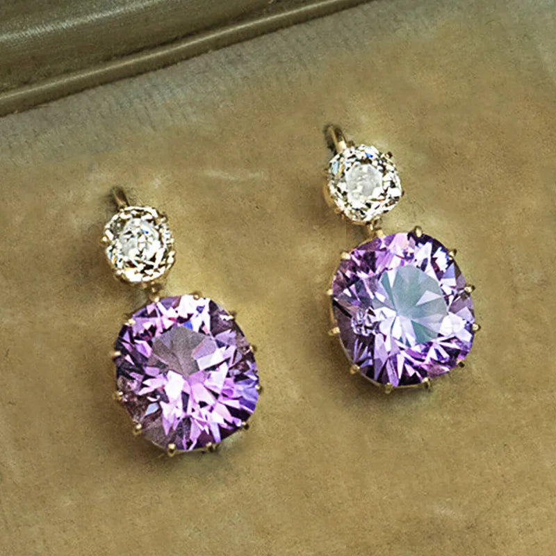Huitan Purple Drop Earrings – Cubic Zirconia for Women Drop Earrings Axl E994