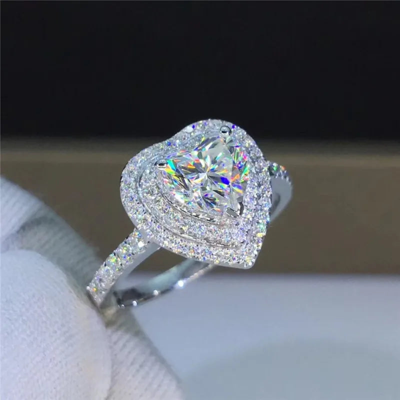 Huitan Heart CZ Ring – Women's Elegant Wedding Band | Sizes 5–14 CZ Fashion Ring Axl F974 6