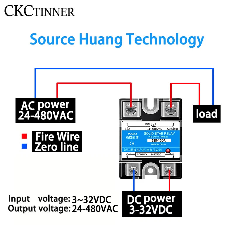 SSR Solid State Relay 10A 25A 40A DC-AC with Heat Sink & Cover Solid State Relay Axl