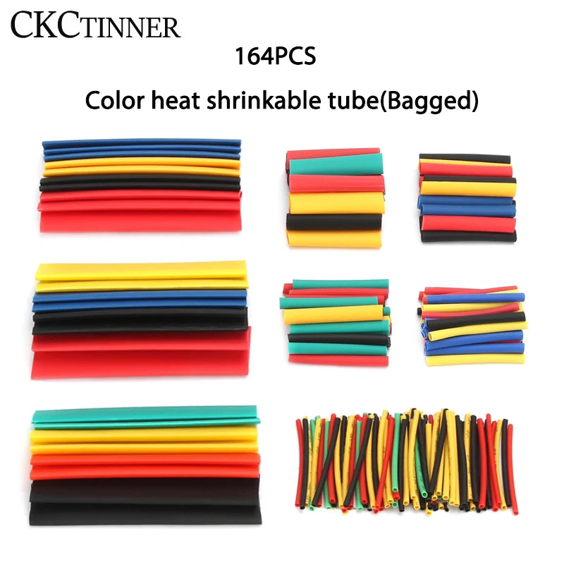 164-Piece Heat Shrink Tubing Set – 8 Sizes, 2:1 Polyolefin Heat Shrink Tubing Axl