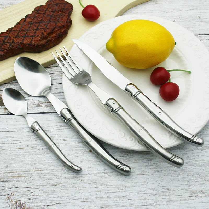 Laguiole Stainless Steel Cutlery Set – 4–24 Piece Silverware Cutlery Set Axl