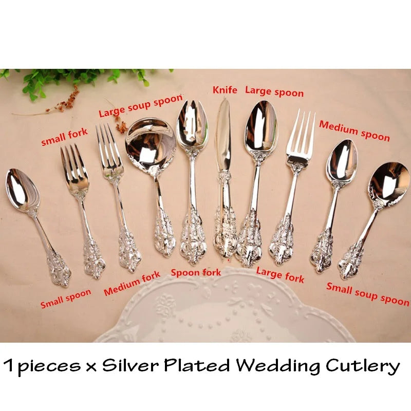 Silver Plated Luxury Cutlery – Engraved Flatware Knife Fork Spoon Silver Plated Flatware Axl