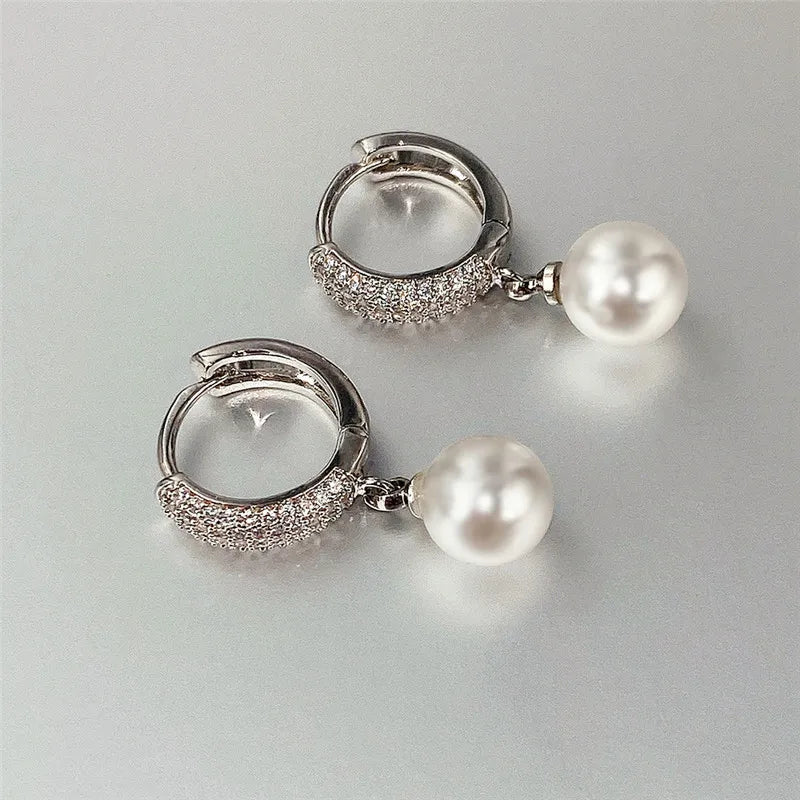 Huitan Simulated Pearl Dangle Earrings – Elegant Drop Earrings Pearl Drop Earrings Axl
