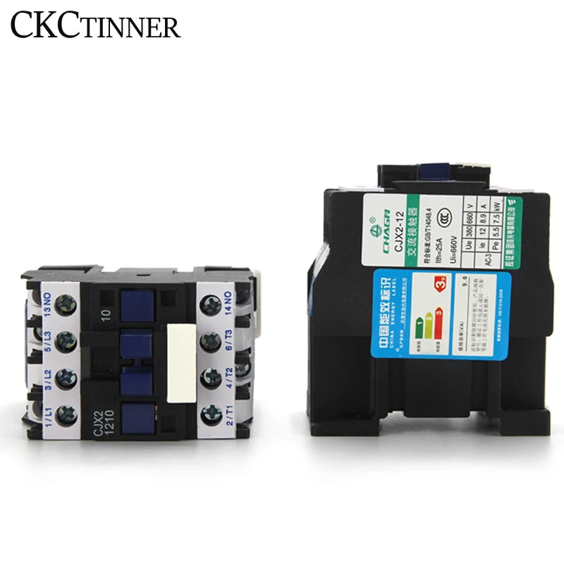 CJX2-12 AC Contactor 12A 3P+1NO DIN Rail 24V–380V CE AC Contactor Axl
