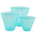 Reusable Silicone Food Storage Bags – Leakproof Ziplock Set Silicone Storage Bags Axl Cups (3 Pcs) Transparent