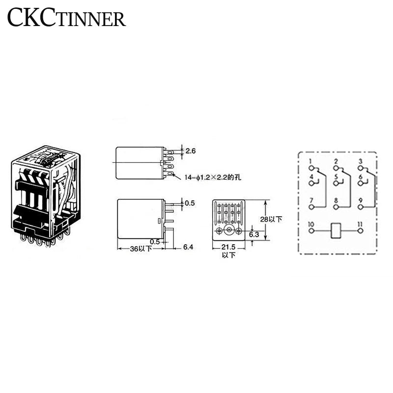 HH53P MY3NJ Plug-In Relay + PYF11A 11-Pin Socket | 5A CE Electromagnetic Relay Axl