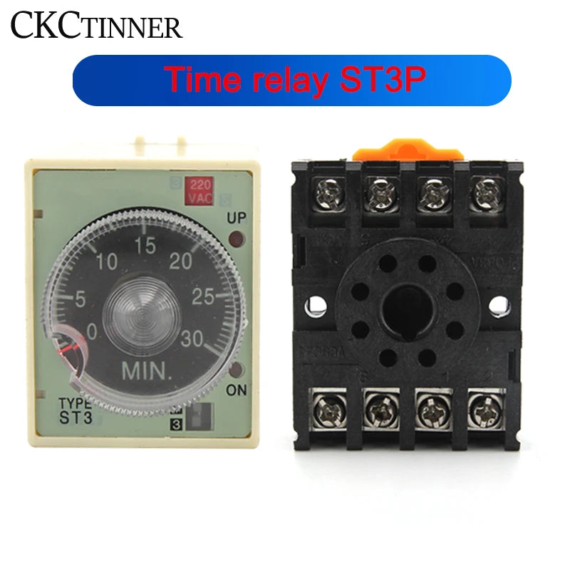 ST3P Power-On Delay Time Relay | 8-Pin | AC/DC Multi-Voltage Time Delay Relay Axl ST3P A-A DC 24V