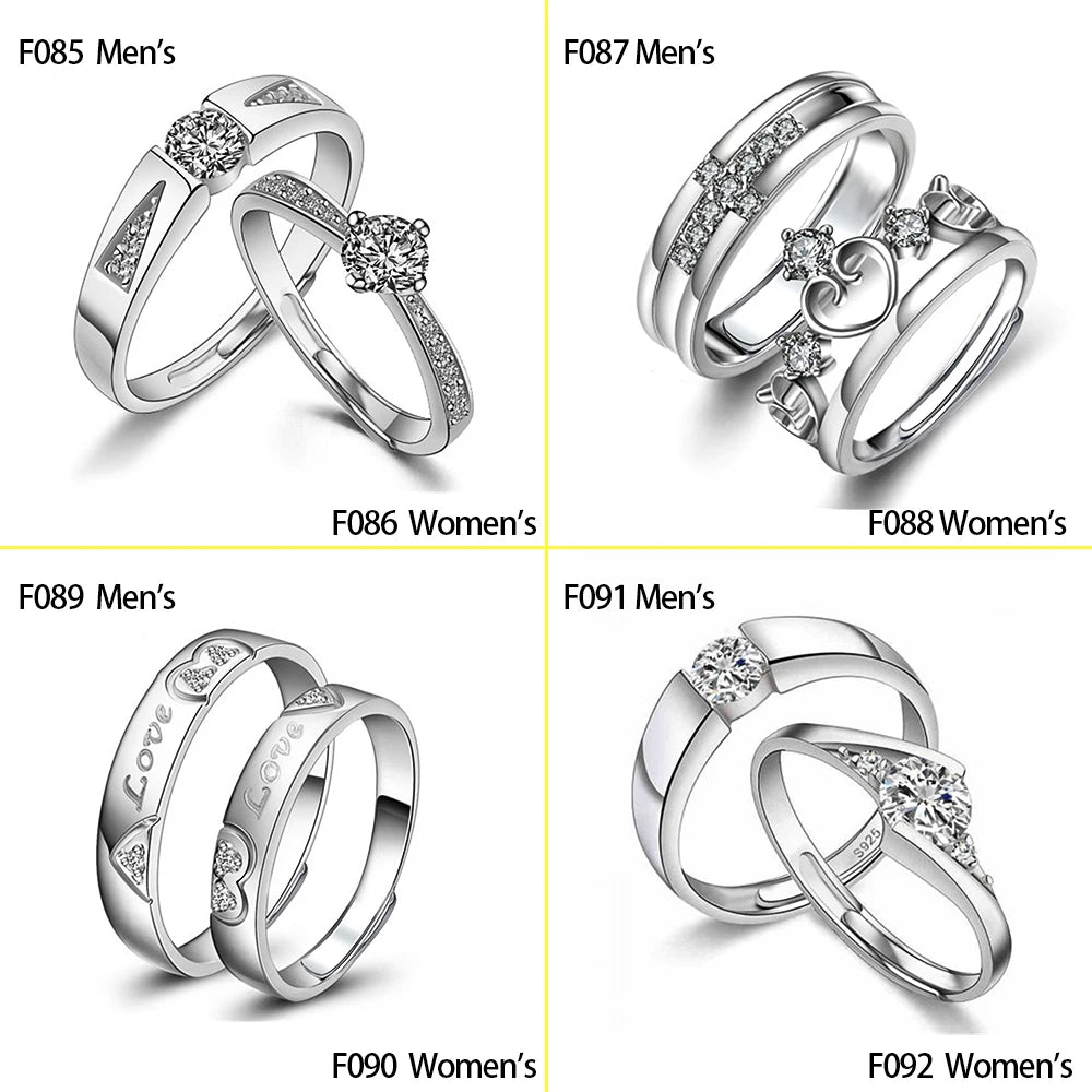 Huitan His King Her Queen Engraved Couple Ring – CZ Wedding Band Couple Wedding Ring Axl