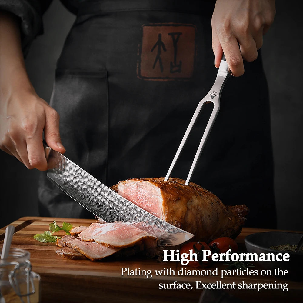Xinzuo 6" Two-Tine Carving Fork – Stainless Steel & Wood Handle Carving Fork Axl