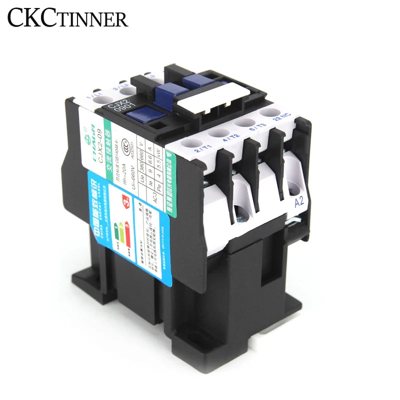 CJX2 9A AC Contactor 3P+1NO DIN Rail Mount 24V–380V AC Contactor Axl