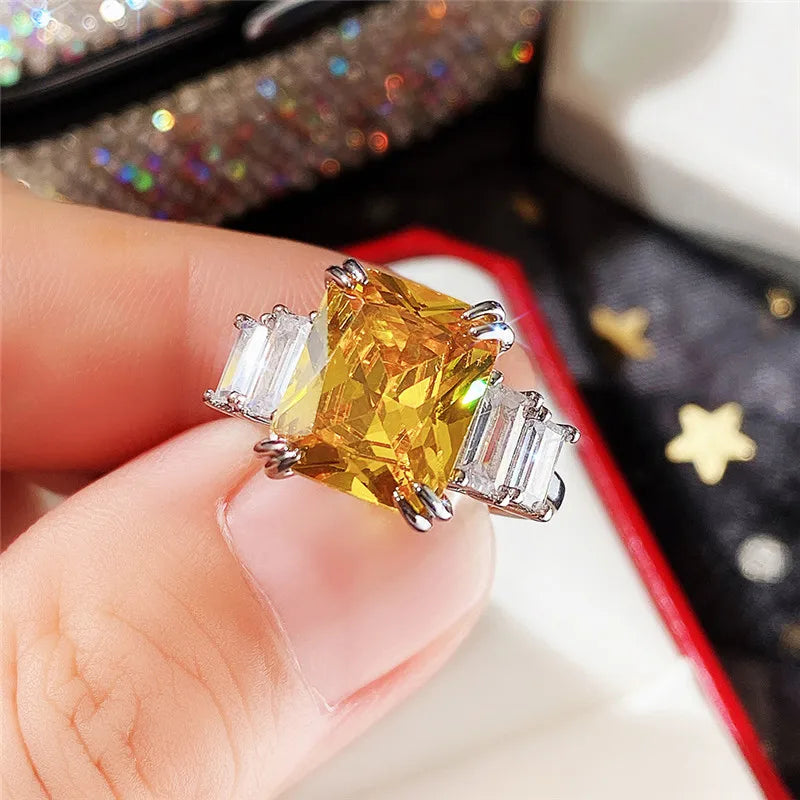 Huitan Women's Blue & Yellow CZ Stone Ring – Fashion Jewelry Fashion Ring Axl