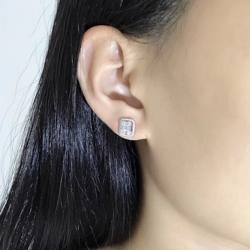 Huitan Geometric Cubic Zirconia Stud Earrings | Women's Fashion Stud Earrings Axl
