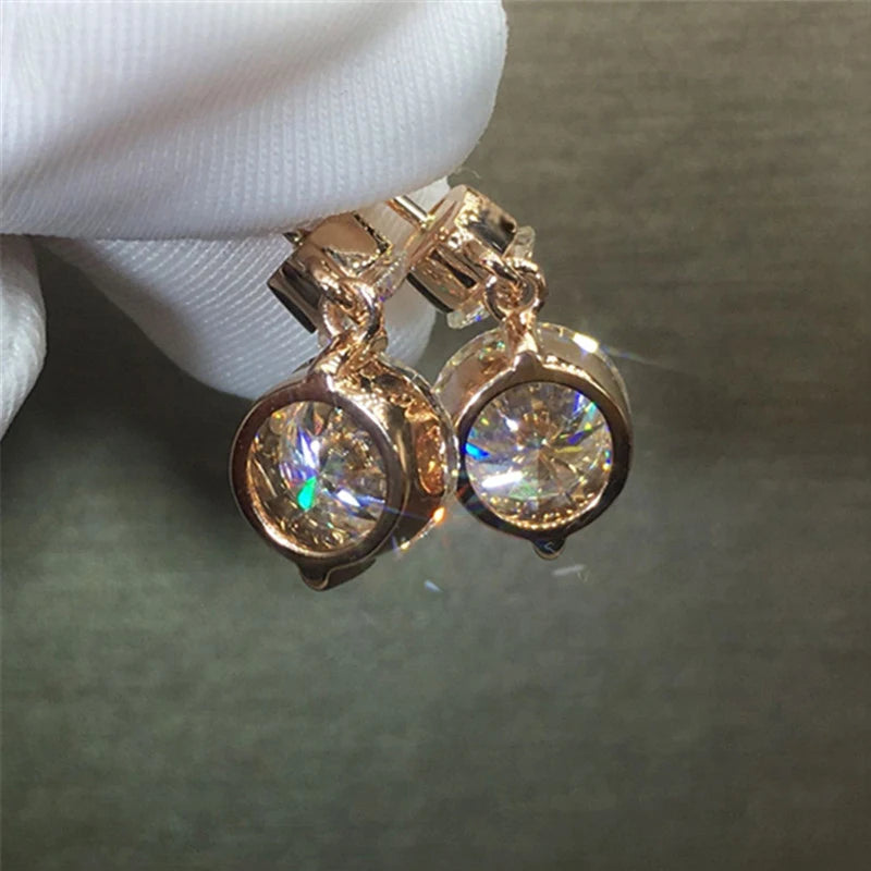 Huitan Gold CZ Geometric Dangle Earrings | Drop Earrings CZ Dangle Earrings Axl