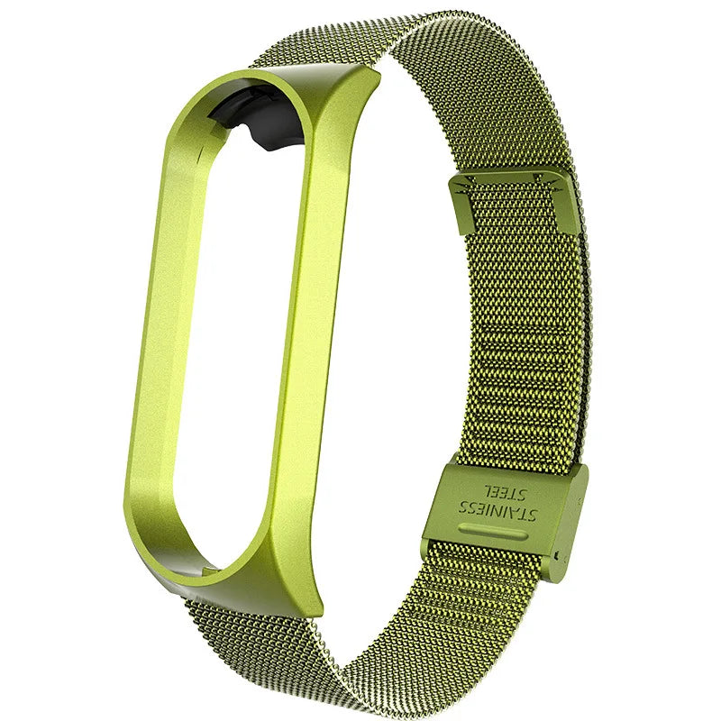 Metal Strap for Xiaomi Mi Band 3 4 5 6 7 – Stainless Steel Smartwatch Band Axl Green For Mi Band 5 6