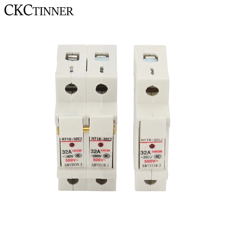 DIN Rail Fuse Holder 1P–4P RT18-32X 500V 10x38mm with Fuse DIN Rail Fuse Holder Axl