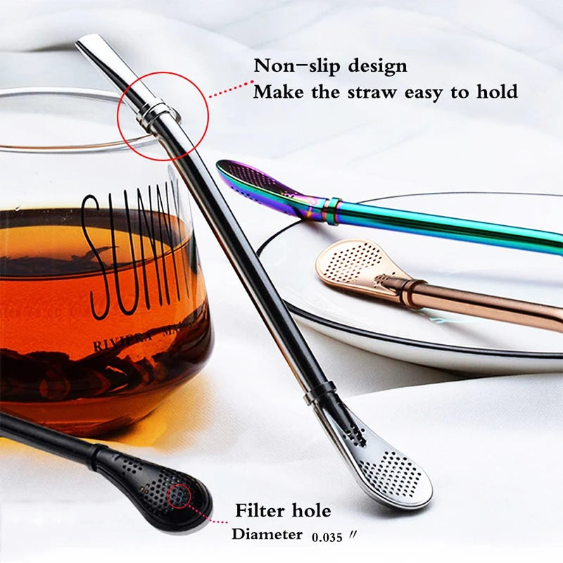 2-Pack Yerba Mate Bombilla Stainless Steel Straw & Tea Filter Mate Bombilla Straw Axl