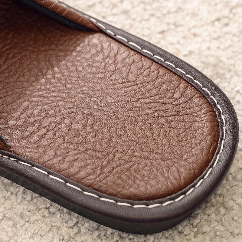 Lorilury Men's Indoor Leather Slippers | Non-Slip Unisex EU 35–48 Indoor Leather Slippers Axl