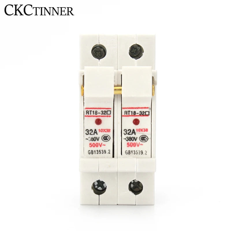 DIN Rail Fuse Holder 1P–4P RT18-32X 500V 10x38mm with Fuse DIN Rail Fuse Holder Axl 2P 4A