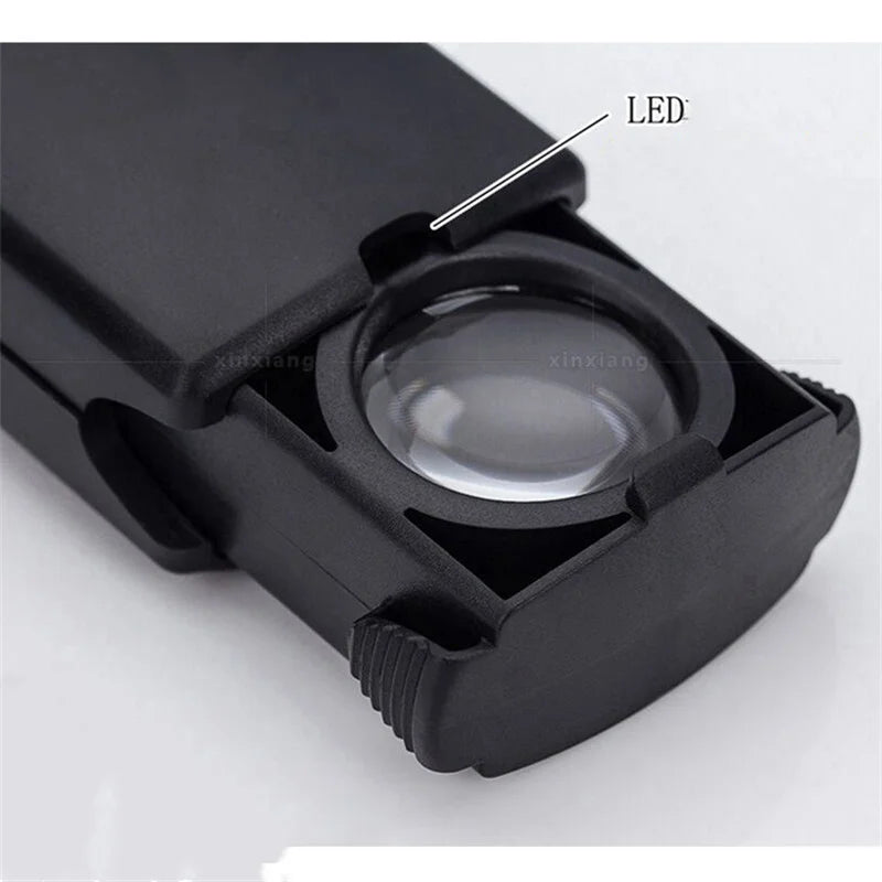 30X LED Pocket Magnifier – Drawer-Type Jewelry Loupe & Magnifying Glass Illuminated Jewelry Loupe Axl