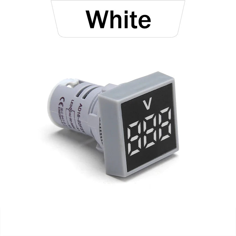 22mm LED Digital Panel Voltmeter AC 12–500V | 5 LED Colors Digital Panel Voltmeter Axl White