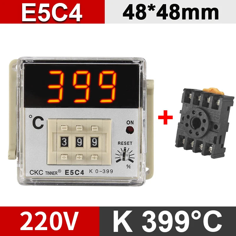 E5C4 Digital Temperature Controller 0-399°C K Type/PT100 220V Temperature Controller Axl E5C4 K 399
