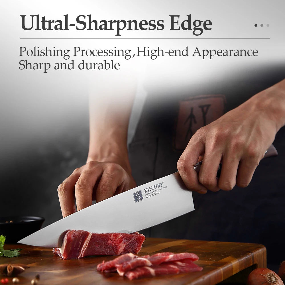 XINZUO 8" Chef Knife – German Steel & Red Sandalwood Handle Chef Knife Axl