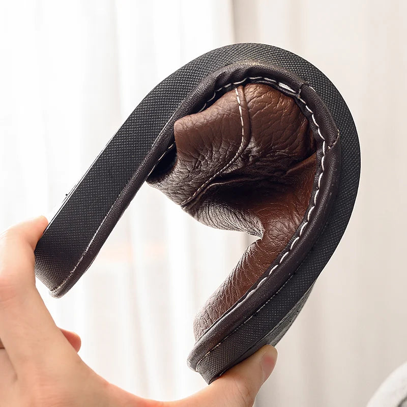 Lorilury Men's Indoor Leather Slippers | Non-Slip Unisex EU 35–48 Indoor Leather Slippers Axl