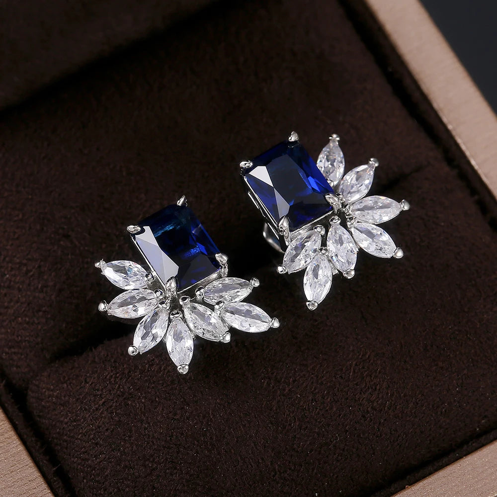 Huitan CZ Stud Earrings – Red, Green & Blue Cubic Zirconia CZ Stud Earrings Axl