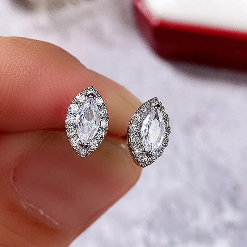 Huitan Marquise Cubic Zirconia Stud Earrings for Women Stud Earrings Axl E1046