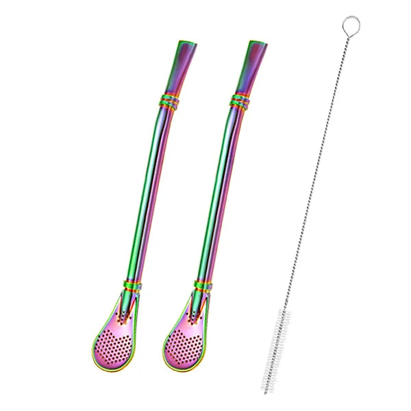 2-Pack Yerba Mate Bombilla Stainless Steel Straw & Tea Filter Mate Bombilla Straw Axl 2pcs Colorful