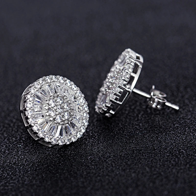 Huitan Round CZ Stud Earrings – Cubic Zirconia Women's Studs CZ Stud Earrings Axl