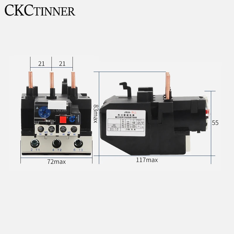 JR28-95 Thermal Overload Relay LR2D33 Adjustable 23–93A CE Thermal Overload Relay Axl