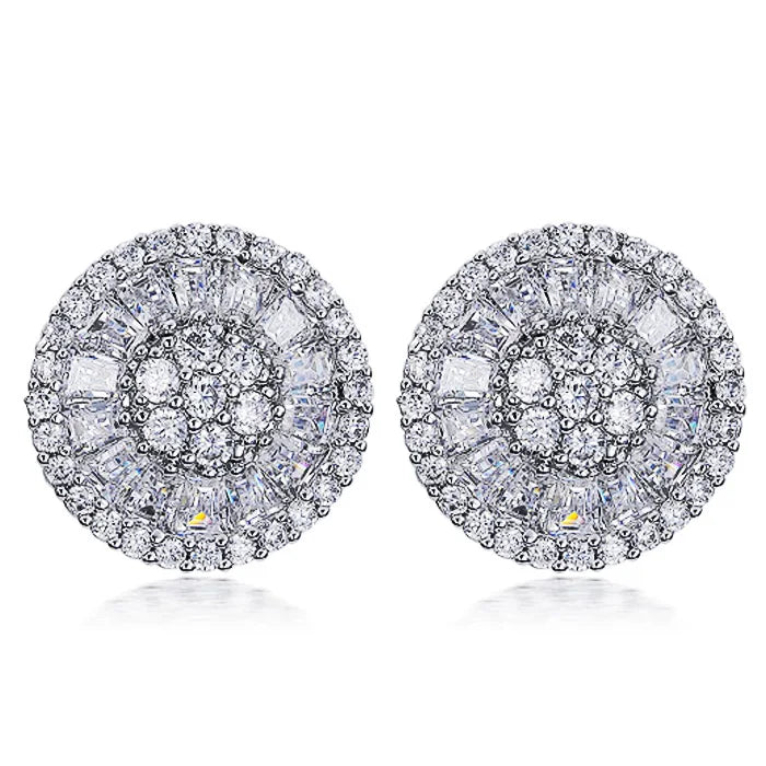 Huitan Round CZ Stud Earrings – Cubic Zirconia Women's Studs CZ Stud Earrings Axl