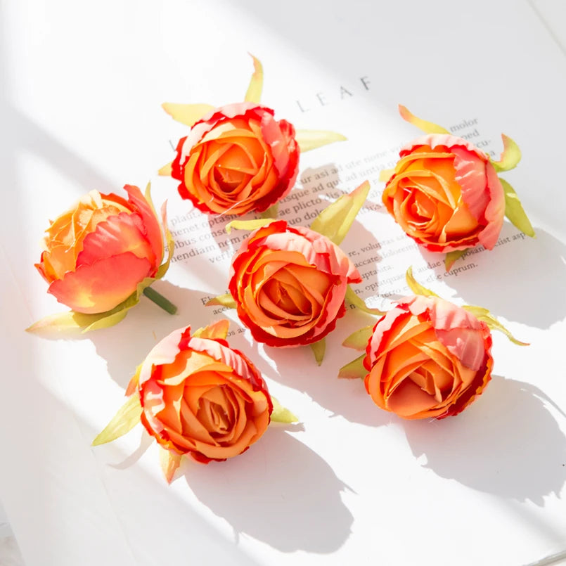 Silk Rose Tea Bud Artificial Flowers – 30 or 100 Pack Artificial Silk Flowers Axl orange 100 Pieces
