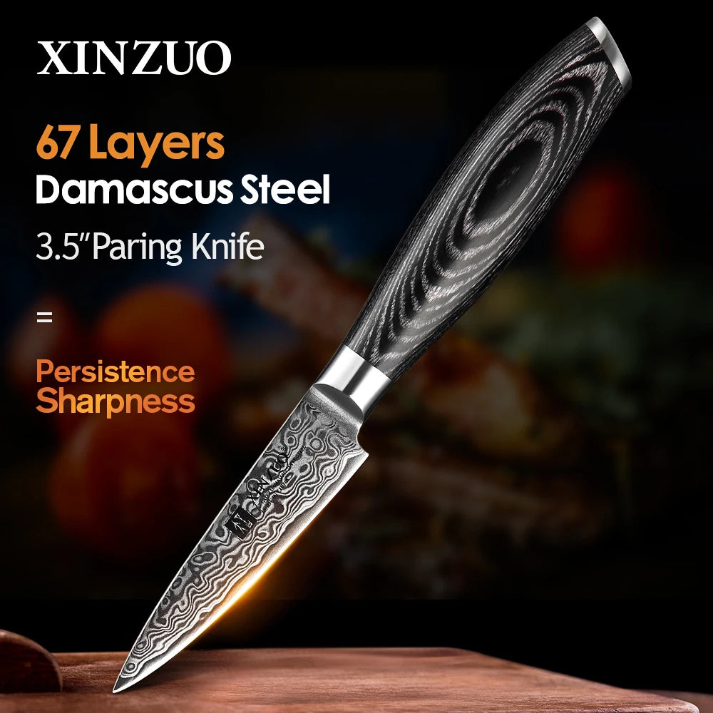 XINZUO 3.5" Damascus VG10 Paring Knife – 67-Layer Steel Gift Box Damascus Paring Knife Axl China Mainland