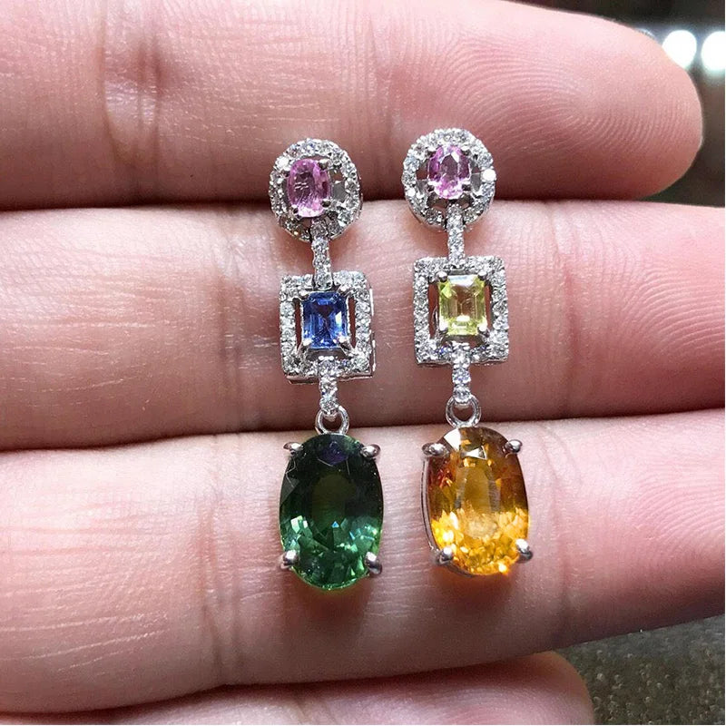 Huitan Multicolored CZ Dangle Earrings – Drop Earrings for Women Dangle Drop Earrings Axl