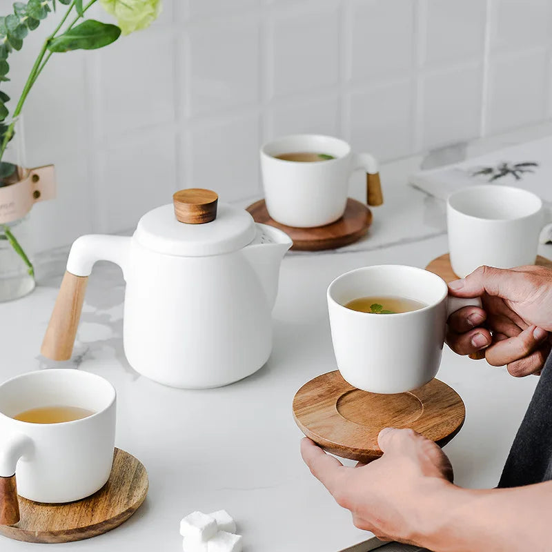 Japanese Ceramic Tea Set – Wooden Handle Teapot & Cup | KEMORELA Ceramic Tea Set Axl