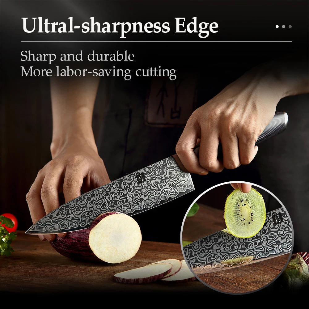 XINZUO 8" Damascus VG10 Chef Knife – 67-Layer Pakkawood Handle Damascus Chef Knife Axl