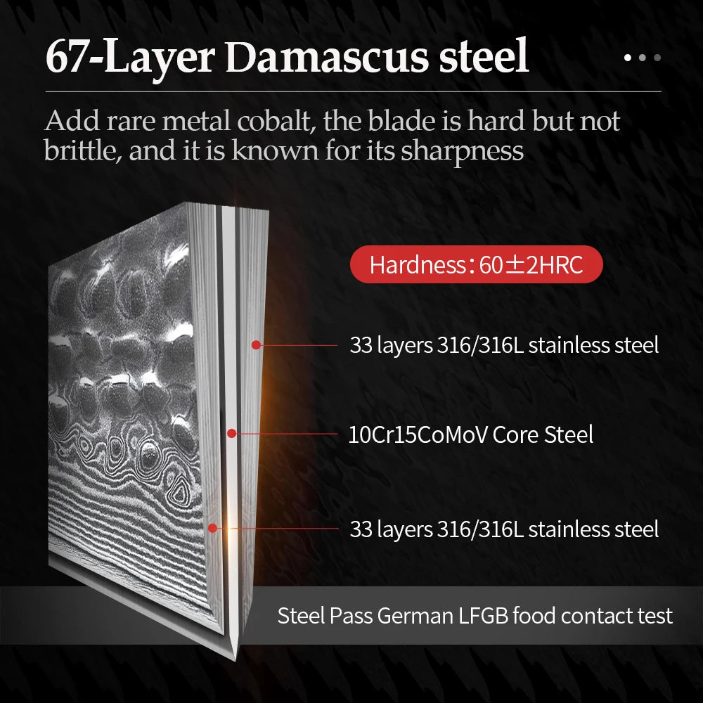 XINZUO 3.5" 67-Layer Damascus Paring Knife | Pakkawood Handle Damascus Paring Knife Axl