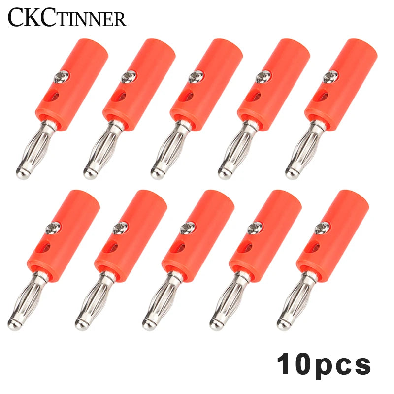 10-Pack 4mm Banana Plugs – Black & Red Speaker Connectors Speaker Wire Connectors Axl RED 10PCS