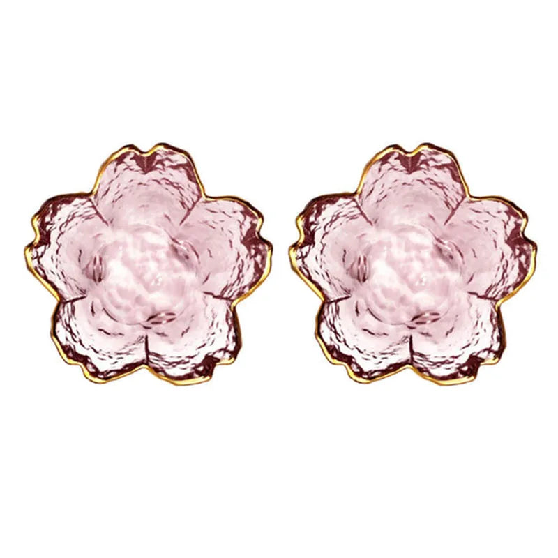Japanese Sakura Glass Plates with Gold Border | Set of 1-3 Glass Dessert Plate Axl 2Pcs Phnom Penh