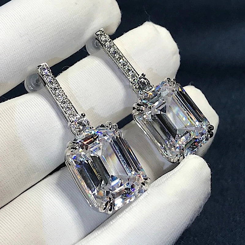 Huitan Square Crystal Drop Earrings | AAA Cubic Zirconia Crystal Drop Earrings Axl