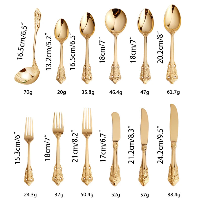 Gold Plated Stainless Steel Cutlery | Vintage Wedding Flatware Gold Plated Flatware Axl