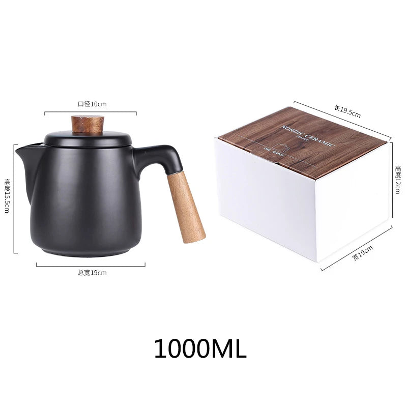 Japanese Ceramic Tea Set – Wooden Handle Teapot & Cup | KEMORELA Ceramic Tea Set Axl B-BLACK