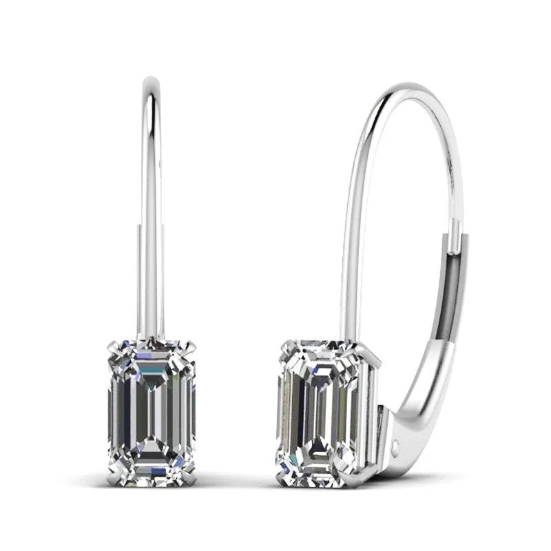 Huitan Mosaic Square CZ Drop Earrings – Silver Women's Jewelry CZ Drop Earrings Axl Silver Plated WHITE