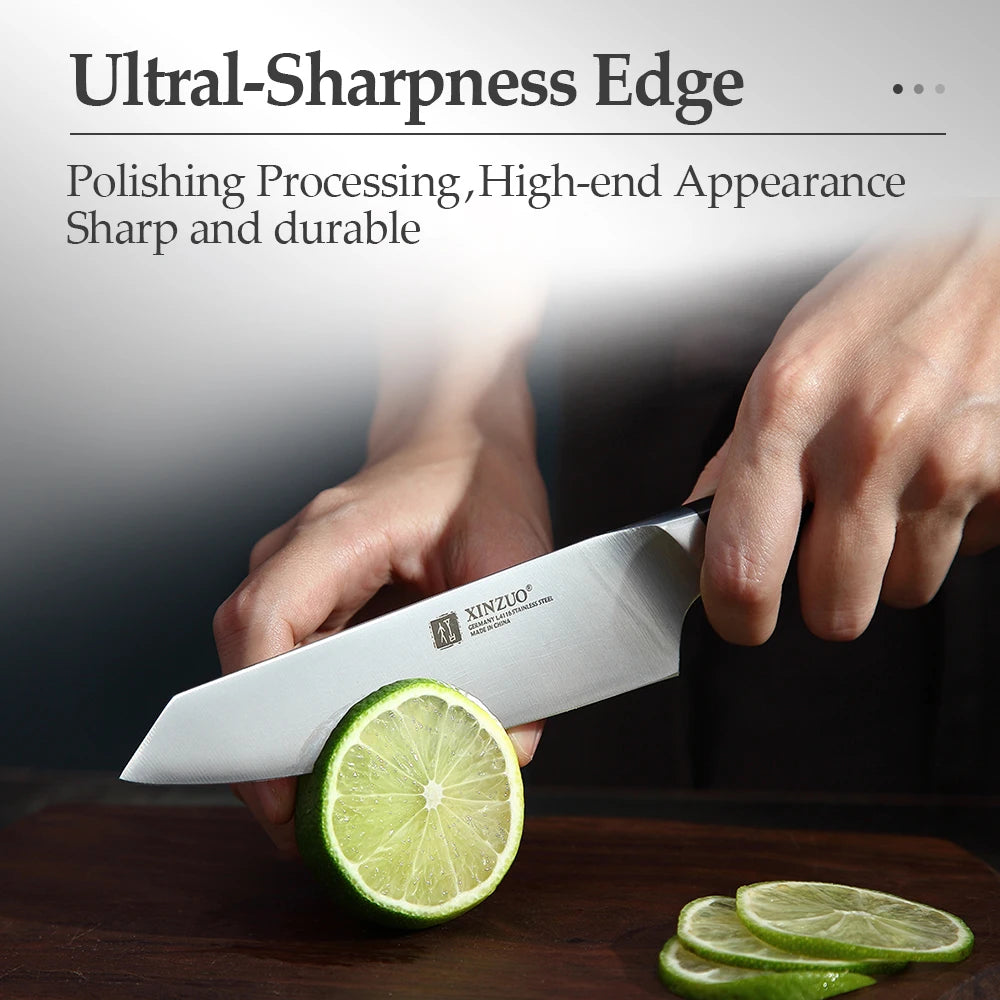 XINZUO 5" Utility Knife German Steel & Ebony Handle | RUI Utility Kitchen Knife Axl